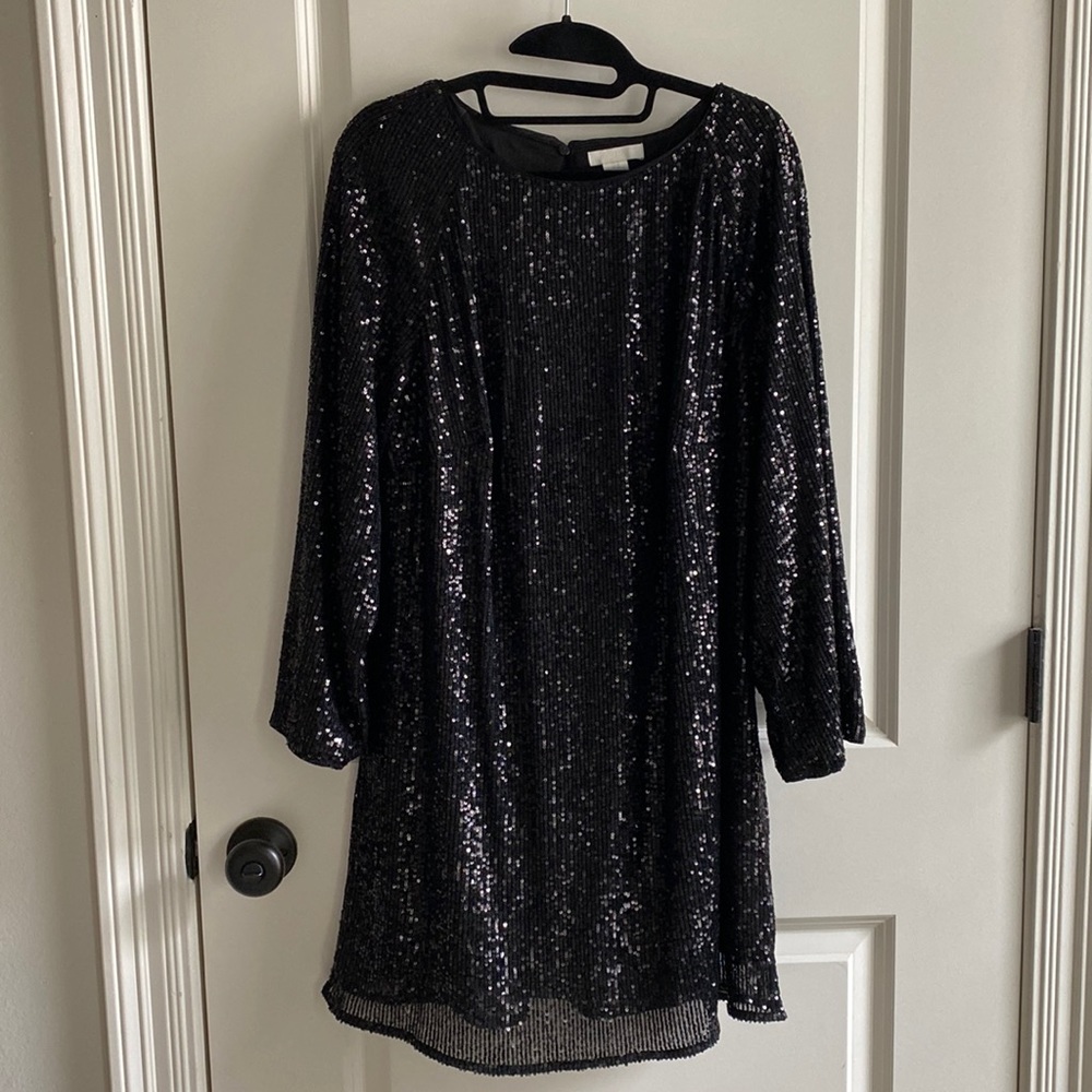 H&M Medium Black Sequin Dress